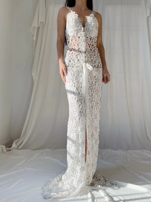 1980s Claudia Arce Cutout Beaded Gown - S-M