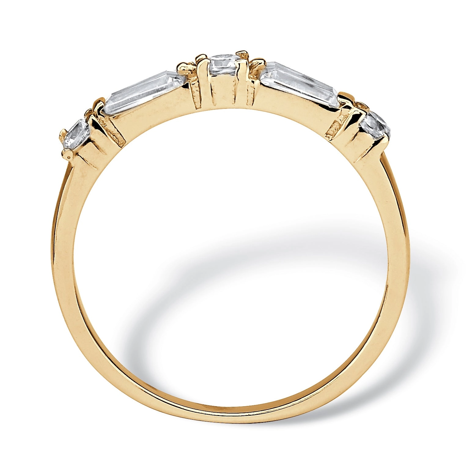 .98 Cttw. 14k Gold-plated Sterling Silver Baguette Cubic Zirconia Wedding Ring