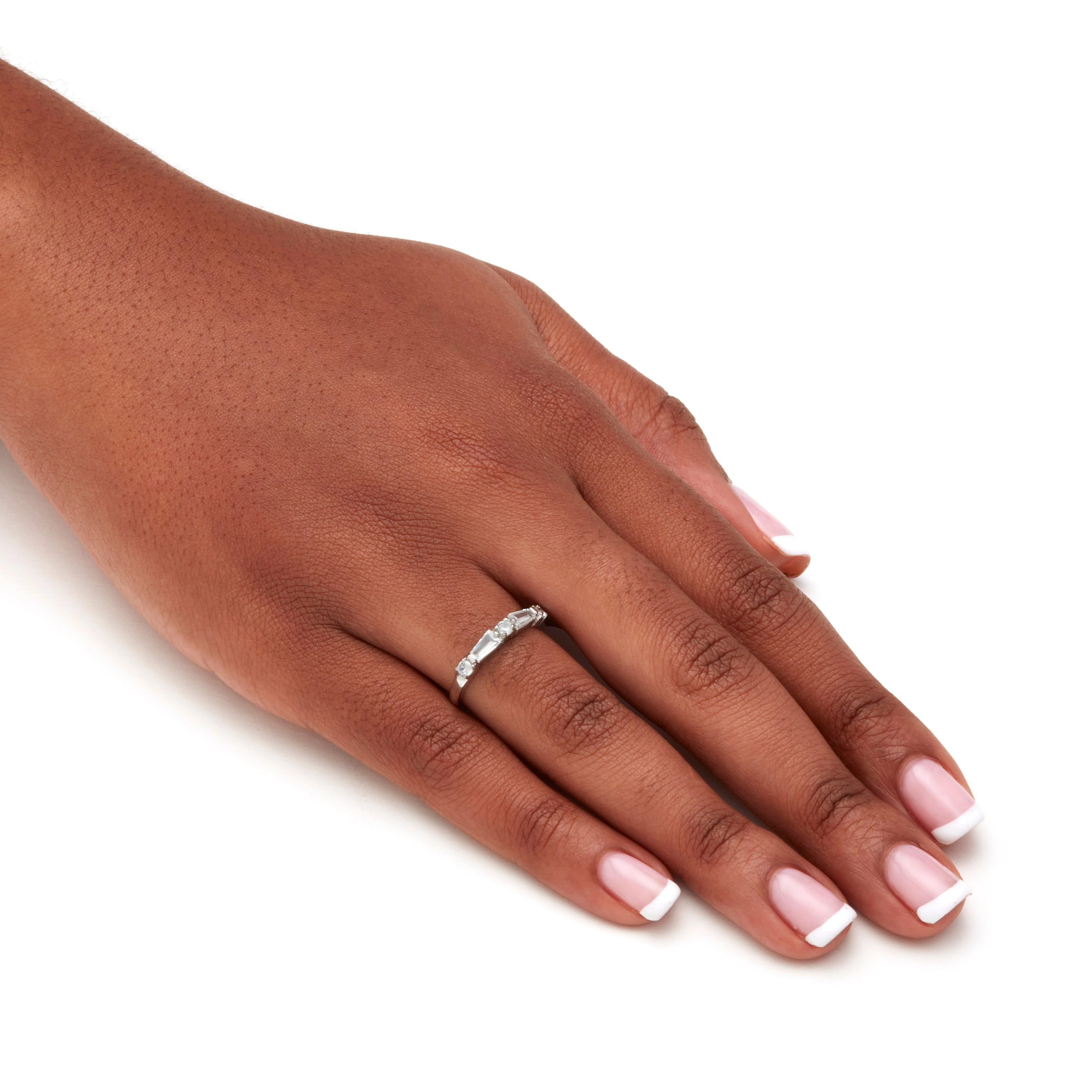 .98 TCW Round and Baguette Cubic Zirconia Ring in .925 Sterling Silver