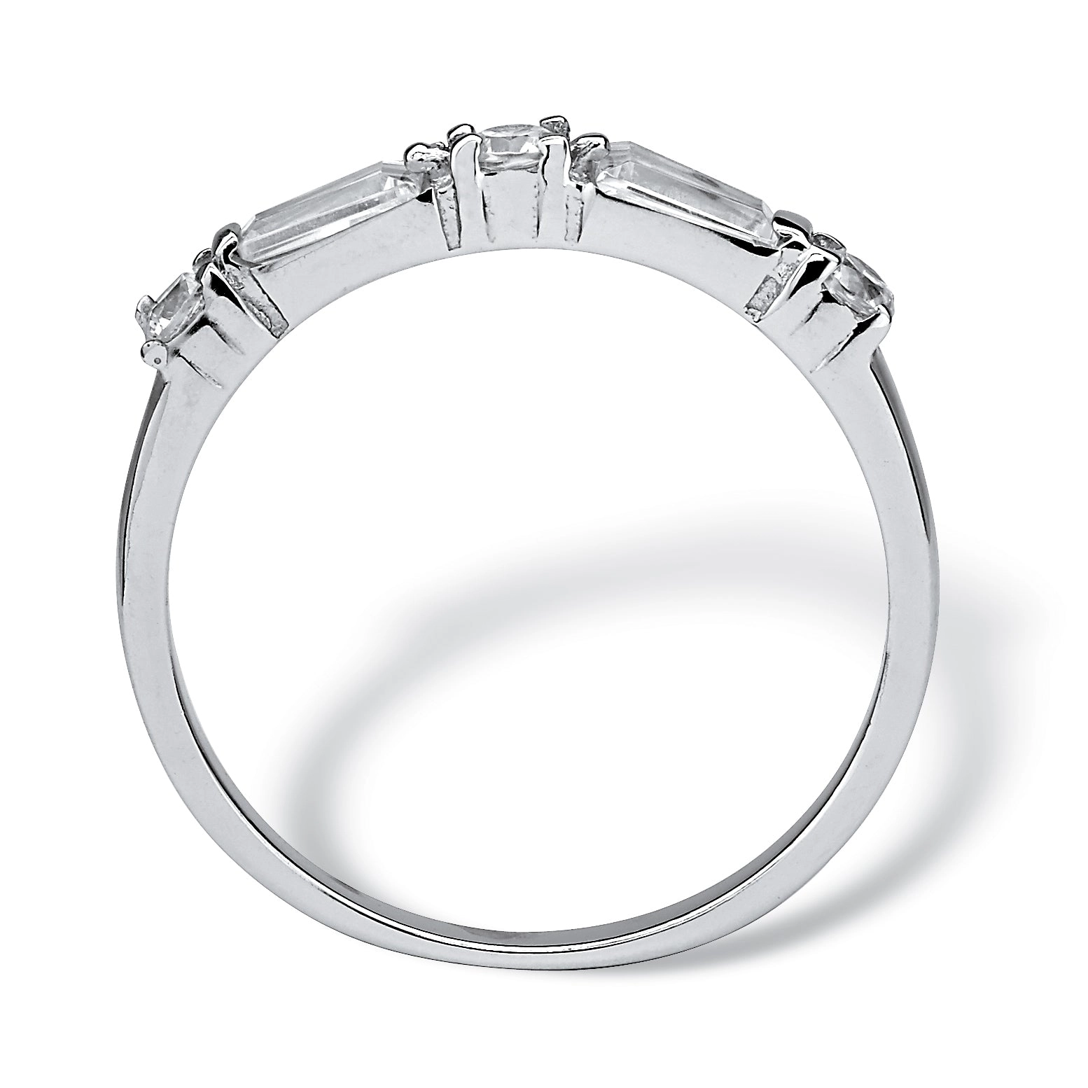 .98 TCW Round and Baguette Cubic Zirconia Ring in .925 Sterling Silver