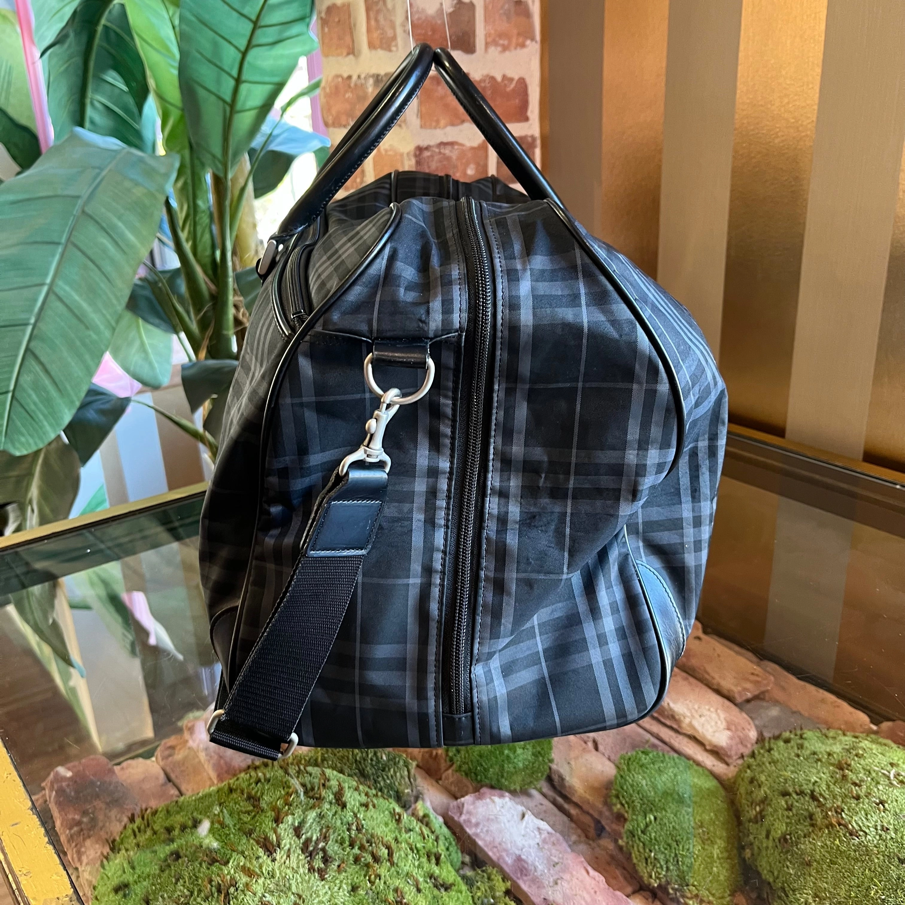 BURBERRY Golf Boston Check Black Nylon Duffle