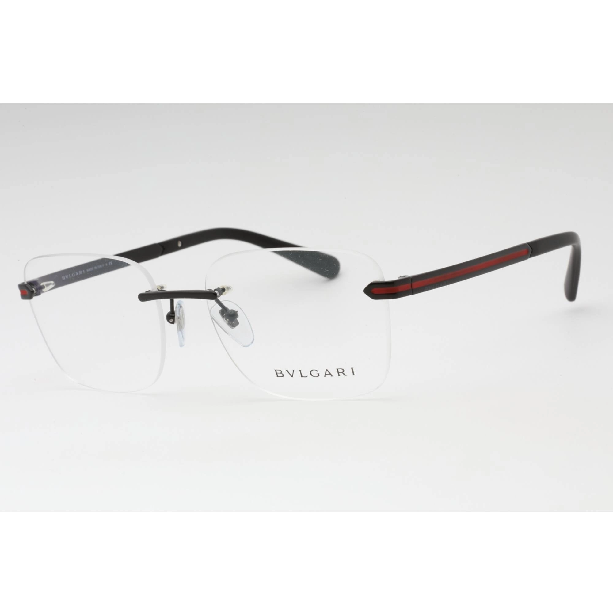 Bvlgari Men's Eyeglasses - Matte Black Metal Rimless Rectangular Frame | 0BV1109 128