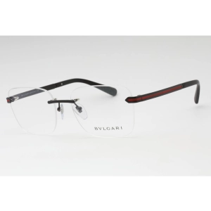 Bvlgari Men's Eyeglasses - Matte Black Metal Rimless Rectangular Frame | 0BV1109 128