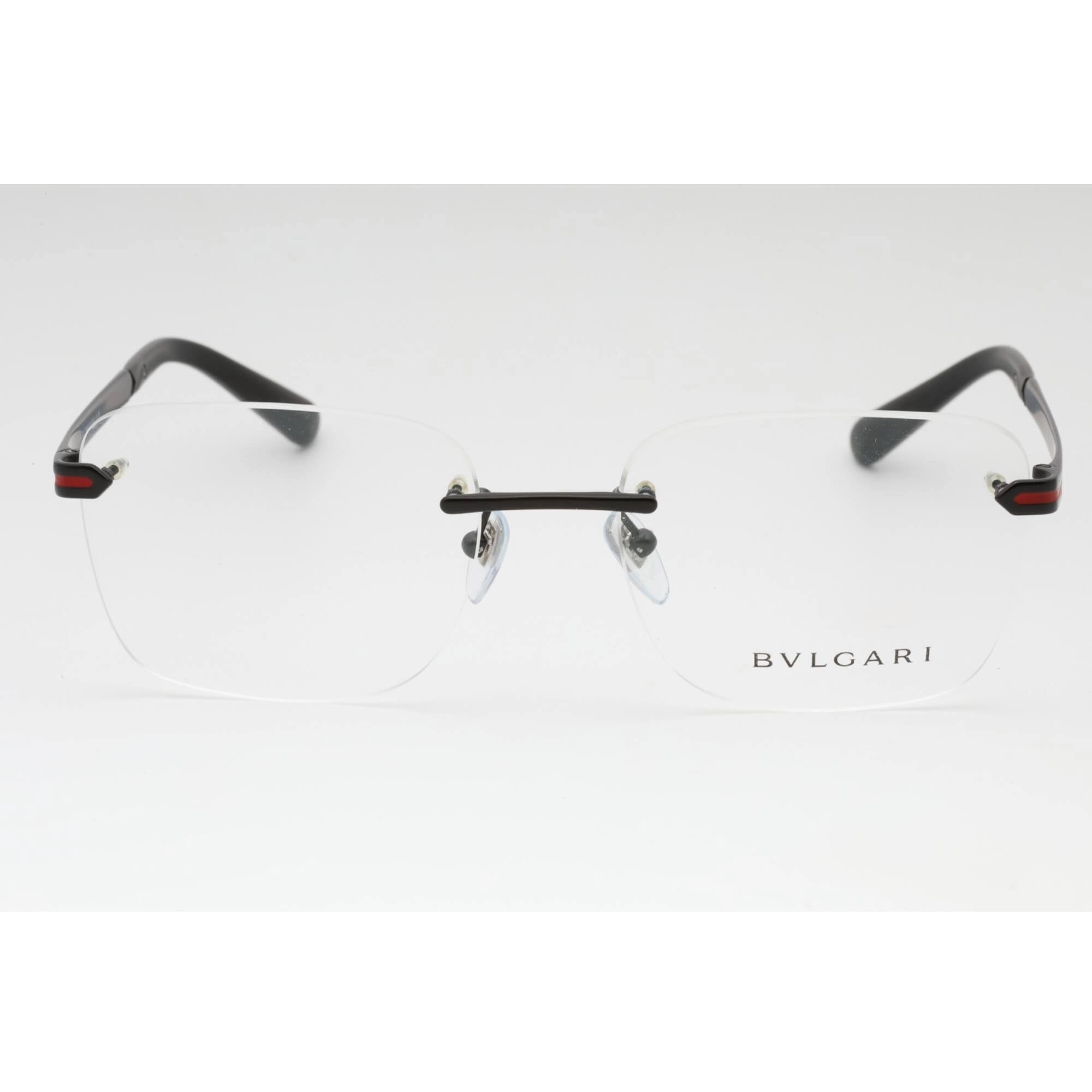 Bvlgari Men's Eyeglasses - Matte Black Metal Rimless Rectangular Frame | 0BV1109 128