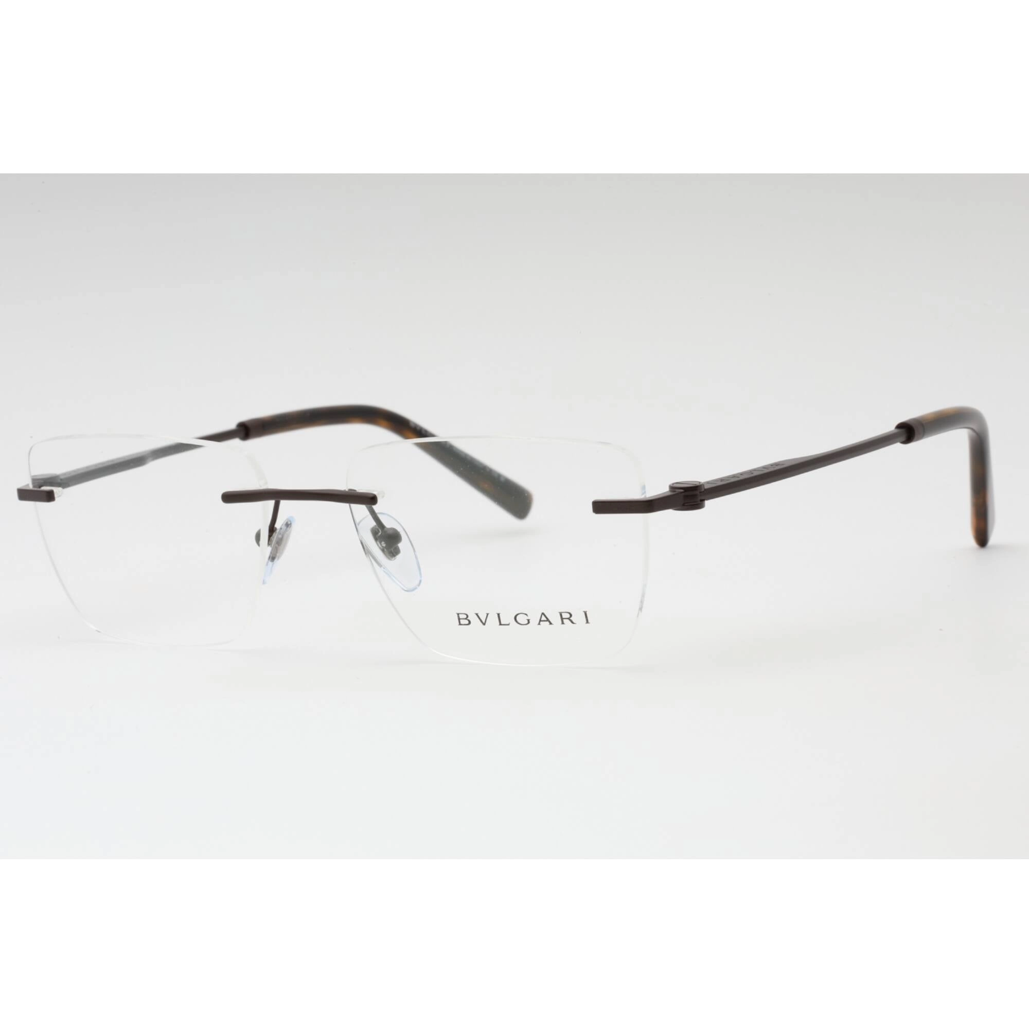 Bvlgari Men's Eyeglasses - Matte Brown Rimless Rectangular 57mm Frame | 0BV1122 2073