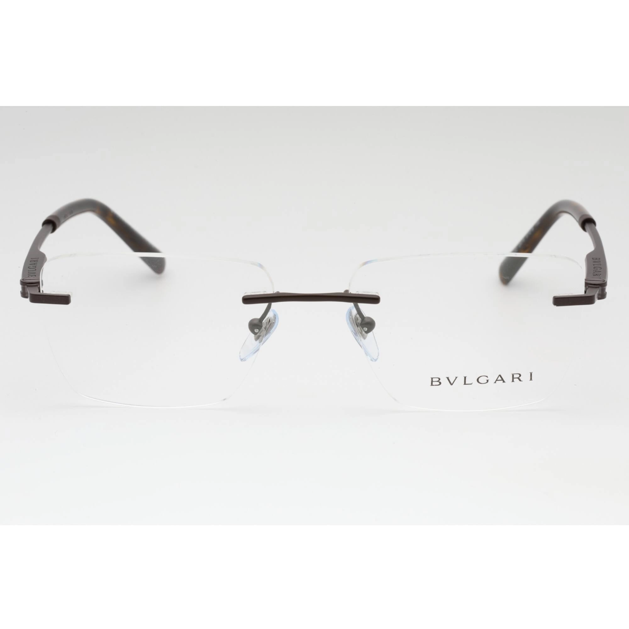 Bvlgari Men's Eyeglasses - Matte Brown Rimless Rectangular 57mm Frame | 0BV1122 2073