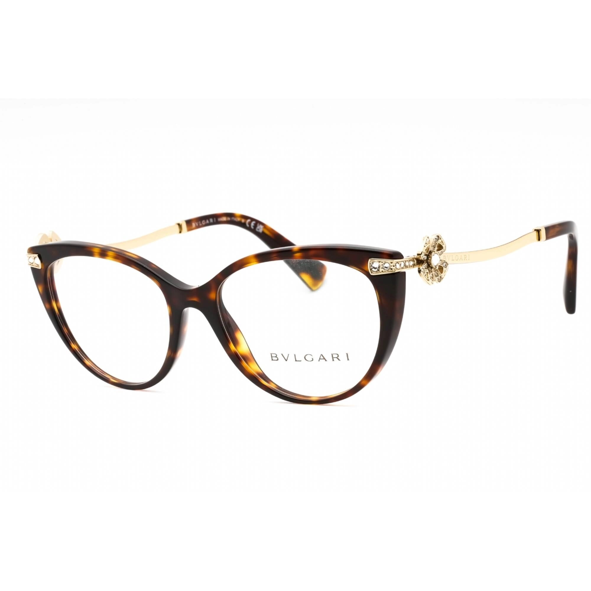 Bvlgari Women's Eyeglasses - Havana Plastic Full Rim Cat Eye Frame | 0BV4206B 504