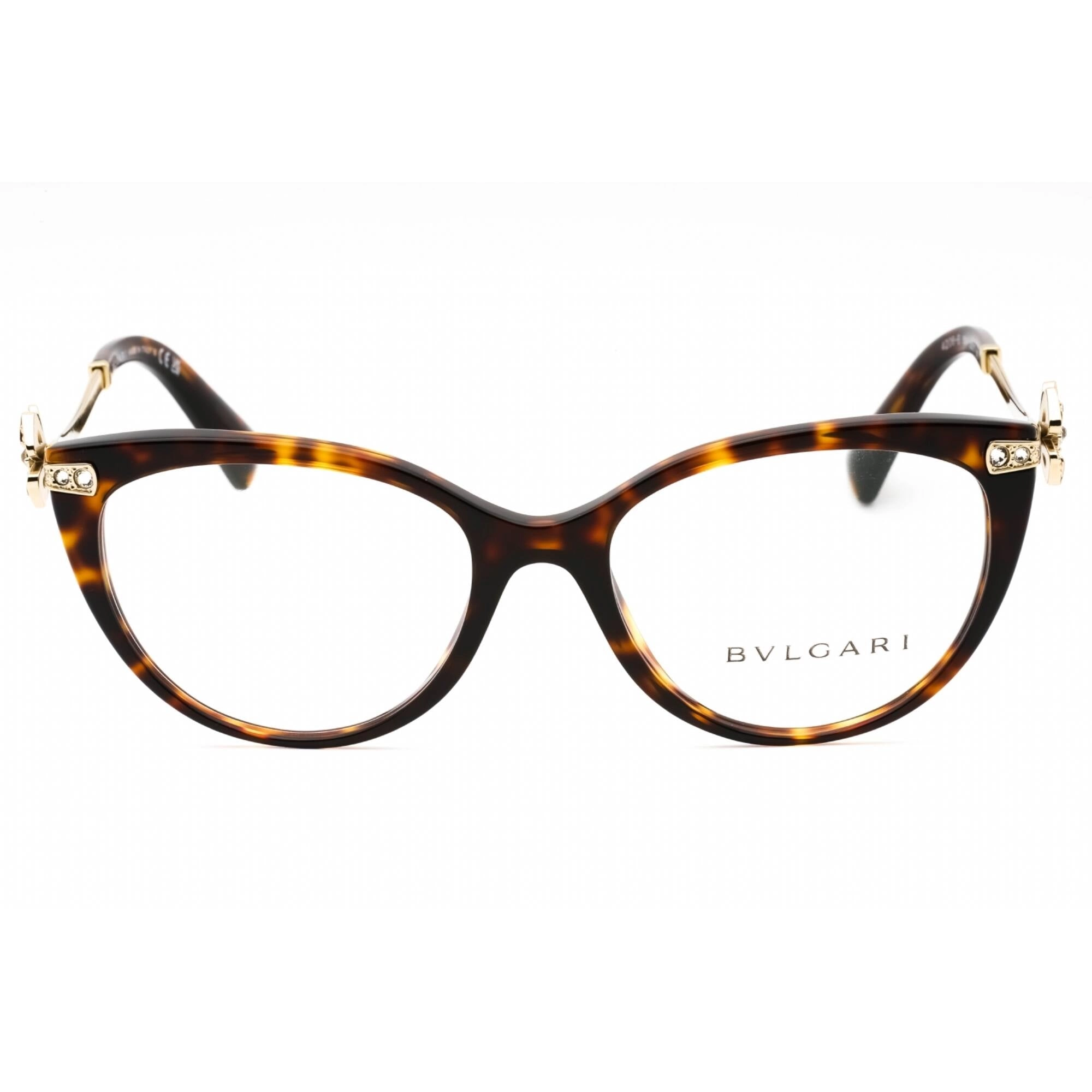 Bvlgari Women's Eyeglasses - Havana Plastic Full Rim Cat Eye Frame | 0BV4206B 504