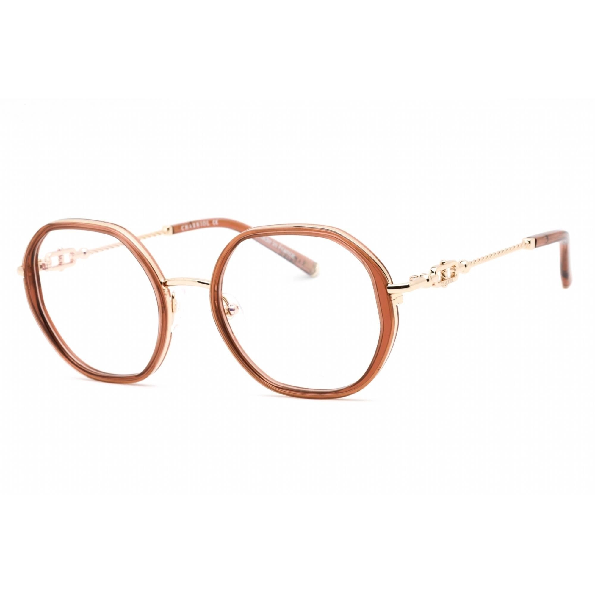 Charriol Men's Eyeglasses - Full Rim Shiny Gold Brown Hexagon Metal | PC71050 C01