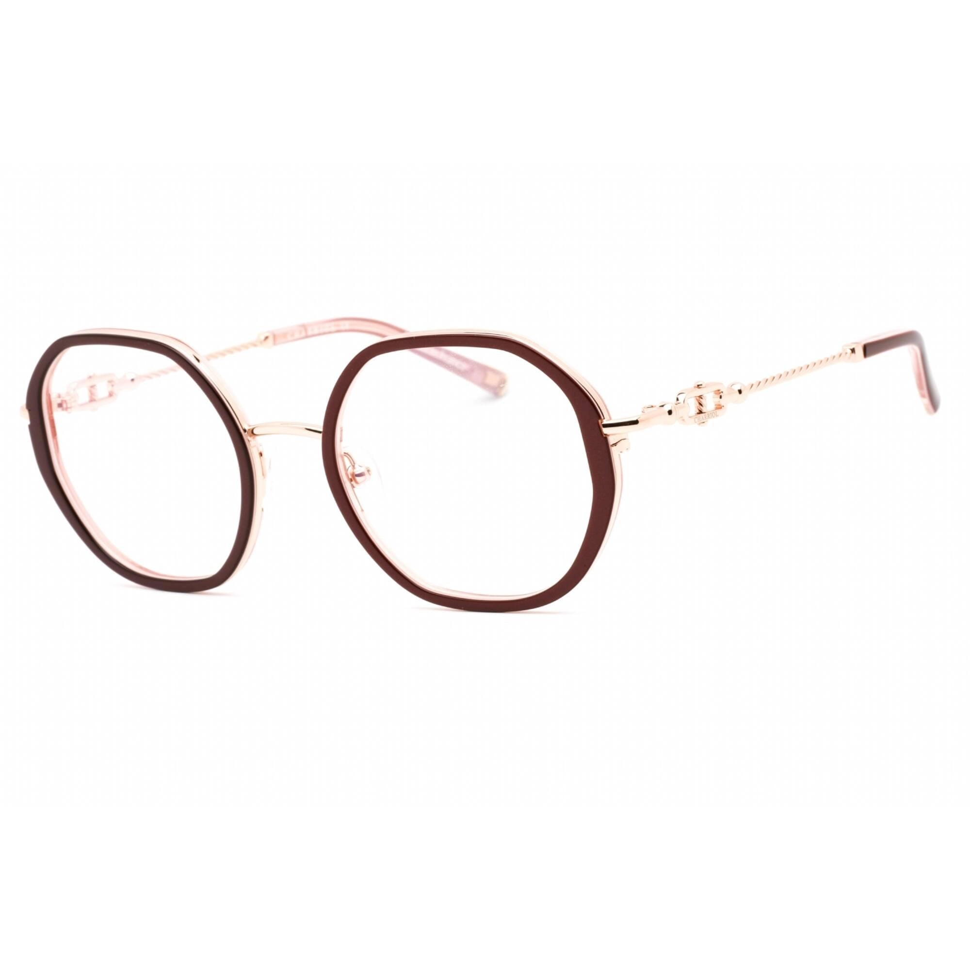 Charriol Men's Eyeglasses - Full Rim Shiny Pink Gold/Burgundy Hexagon | PC71050 C03