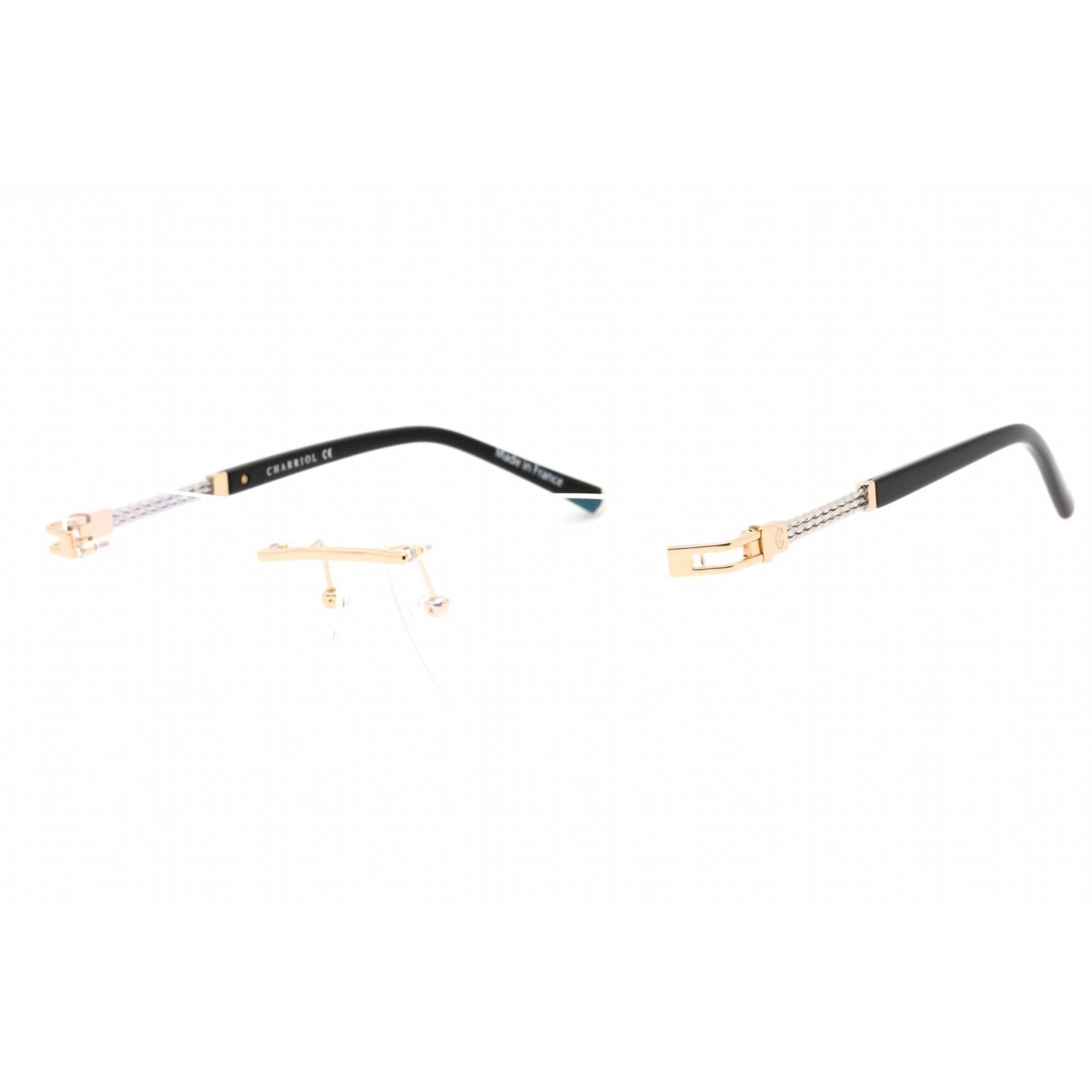 Charriol Men's Eyeglasses - Shiny Gold/Silver Rectangular Metal Frame | PC75094 C03