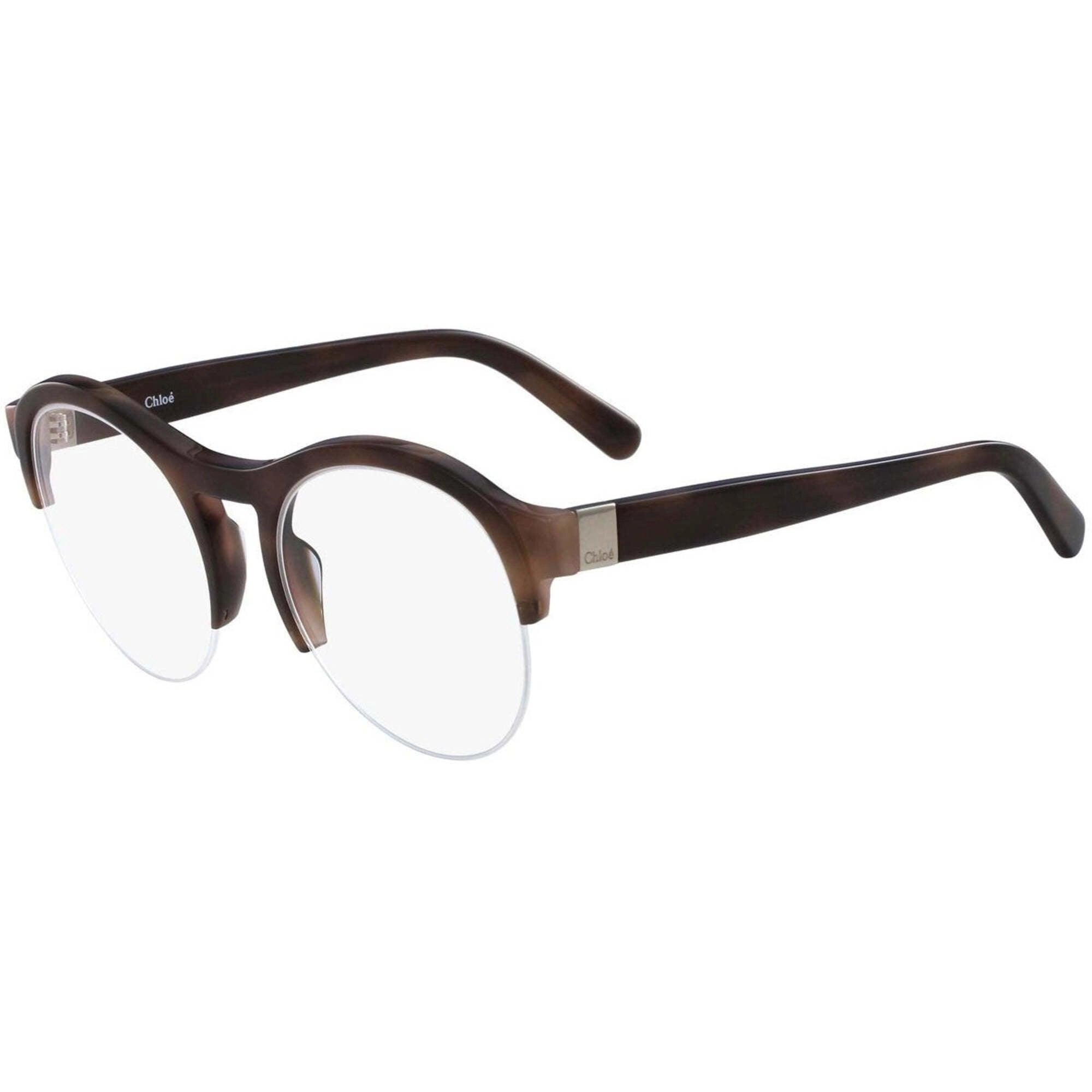 Chloe Women's Eyeglasses - Dark Havana Plastic Round Half Rim Frame | CHLOE 2711 232