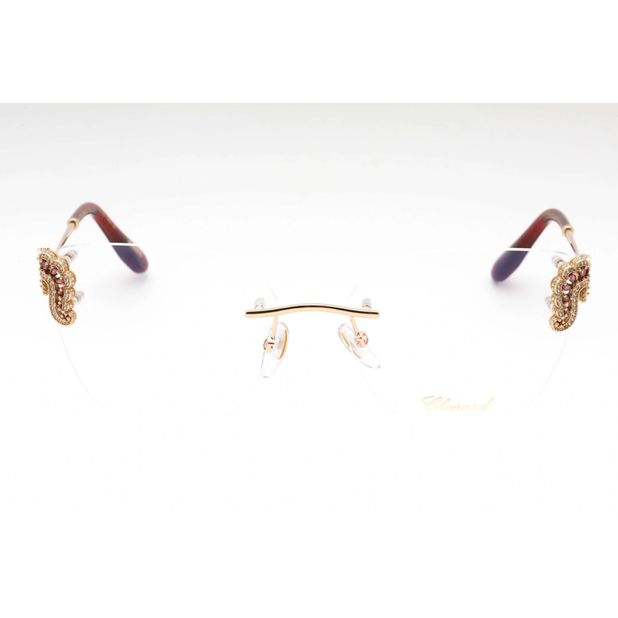 Chopard Women's Eyeglasses - Shiny Rose Gold Metal Cat Eye Rimless | VCHG04S 300Y