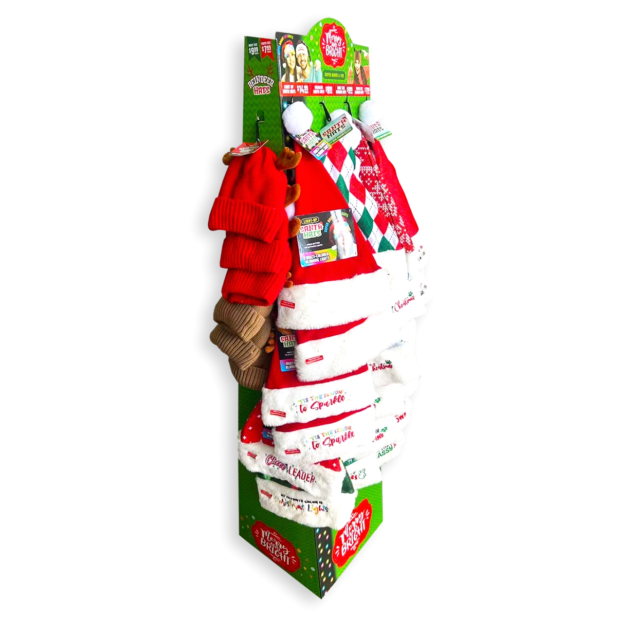 Christmas Hat Assortment Floor Display - 36 Pieces Per Retail Ready Display 88464