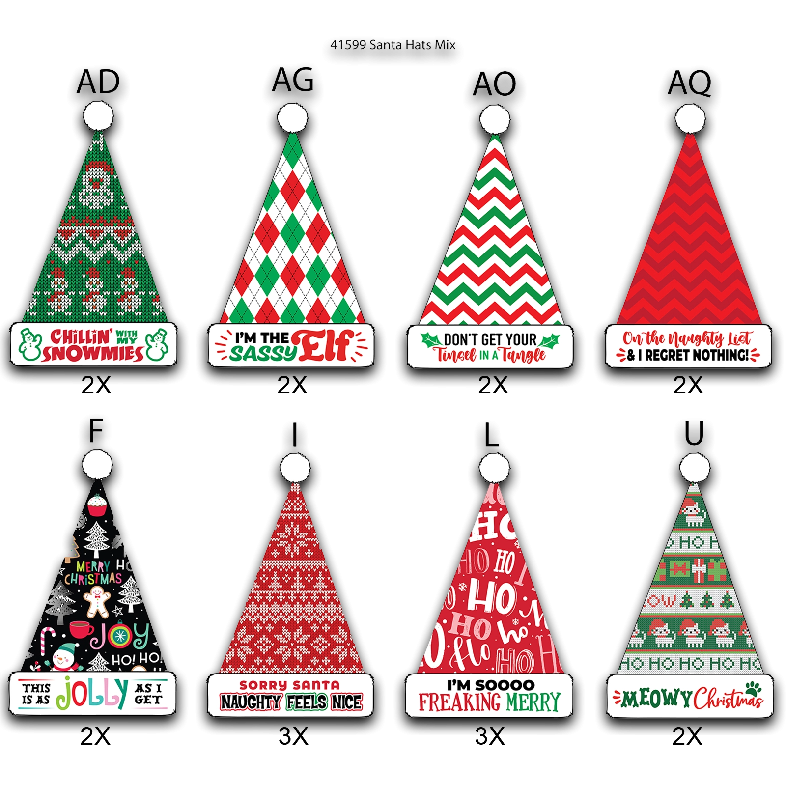 Christmas Hat Assortment Floor Display - 36 Pieces Per Retail Ready Display 88464