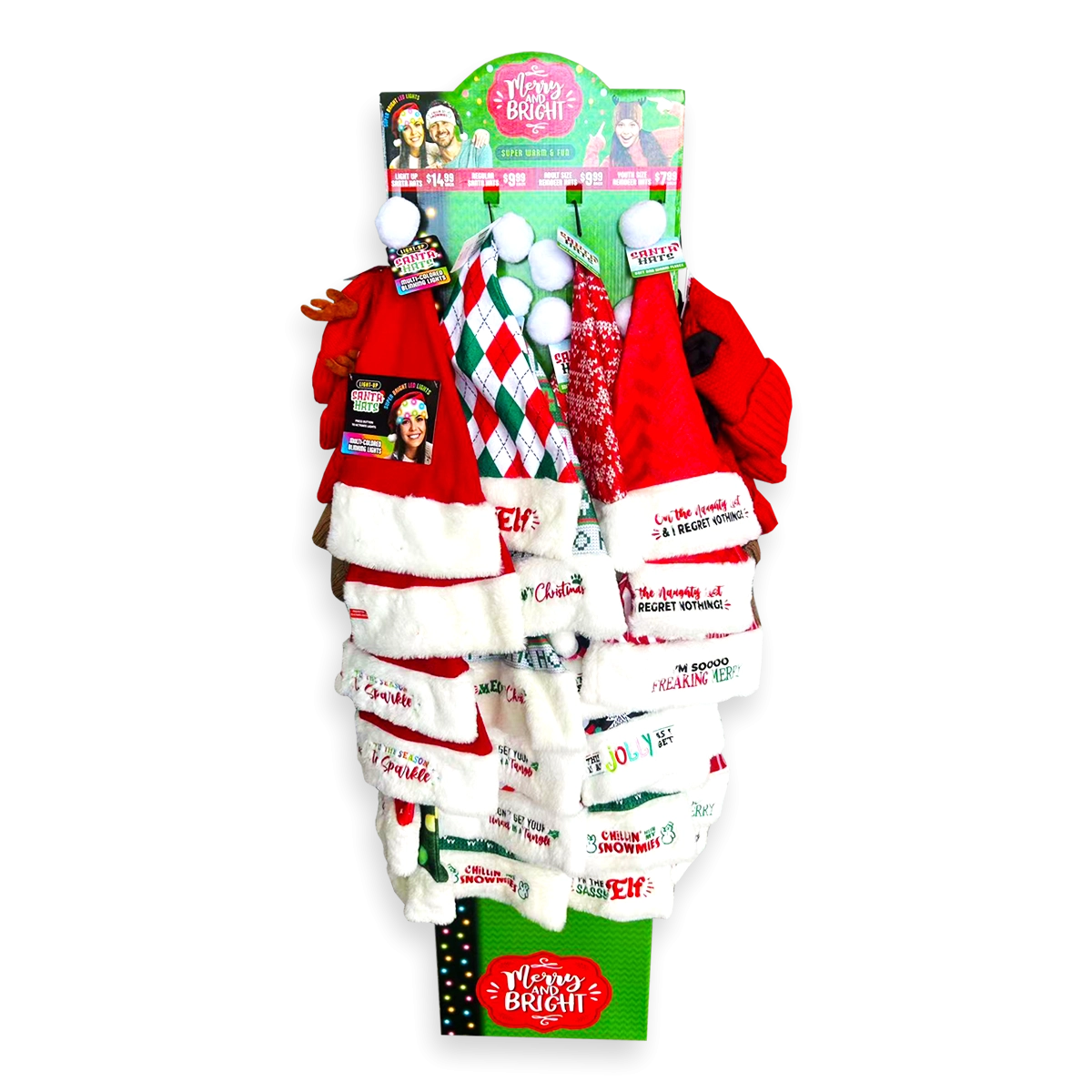 Christmas Hat Assortment Floor Display - 36 Pieces Per Retail Ready Display 88464