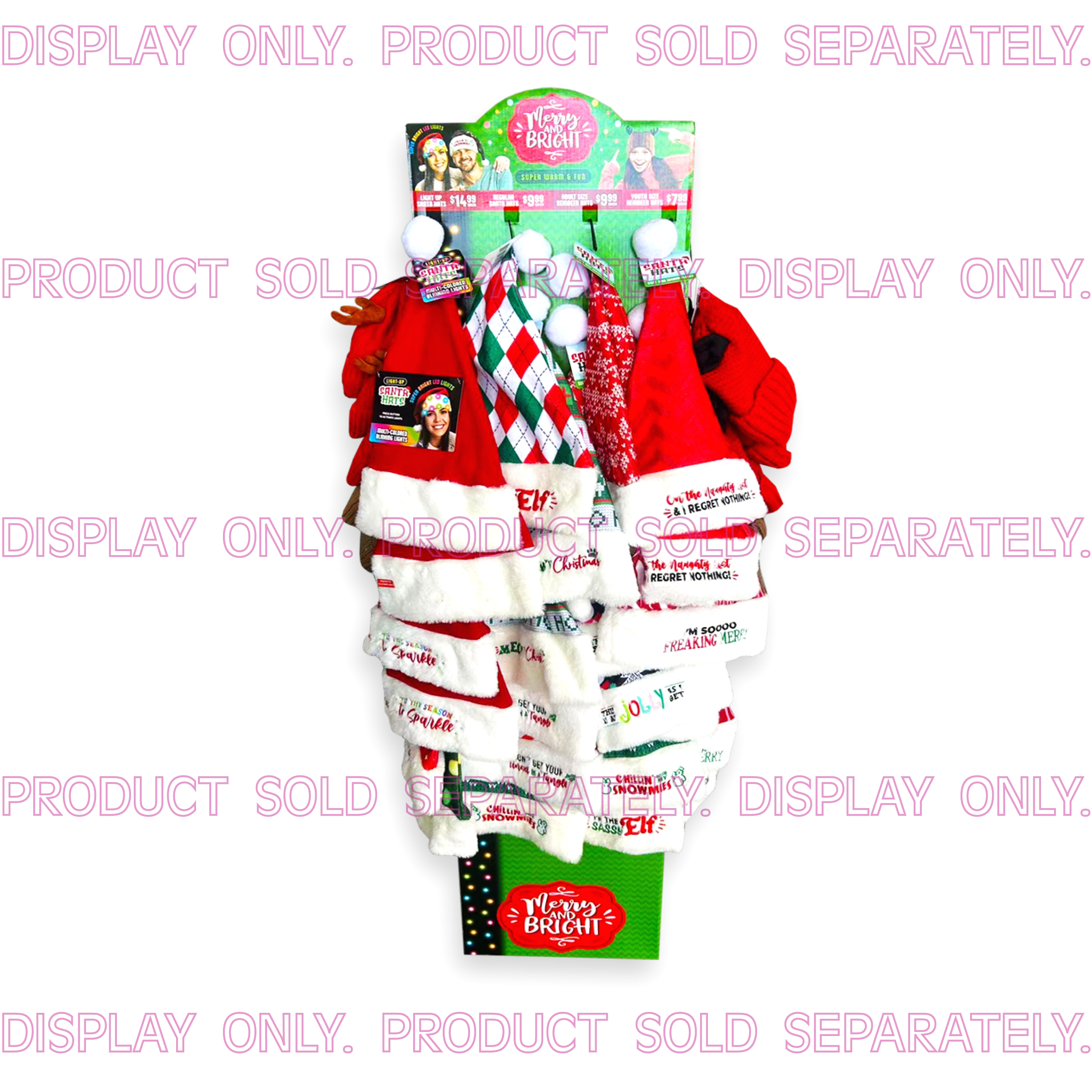 Christmas Hat Assortment Floor Display - Retail Ready Floor Display ONLY 977560