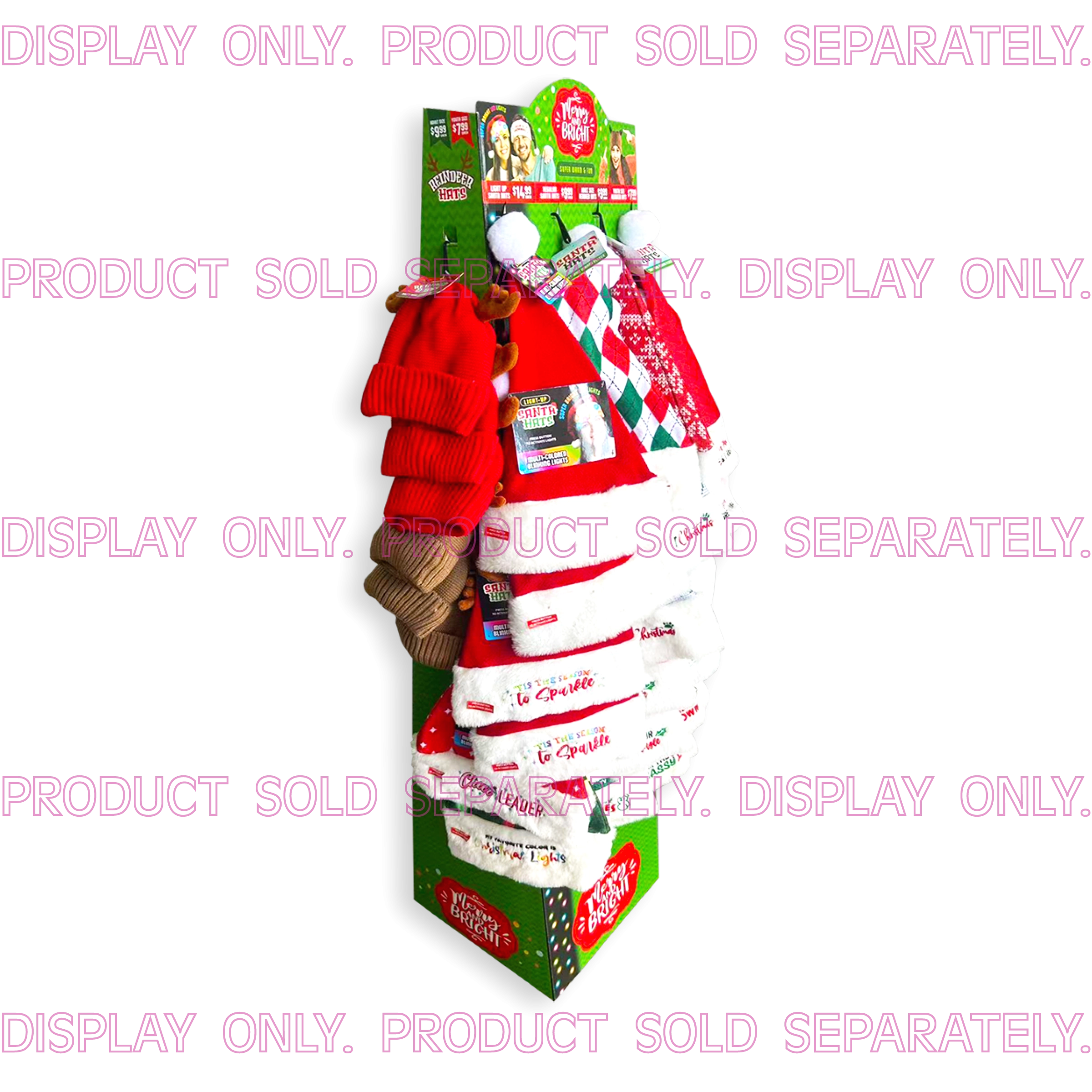 Christmas Hat Assortment Floor Display - Retail Ready Floor Display ONLY 977560