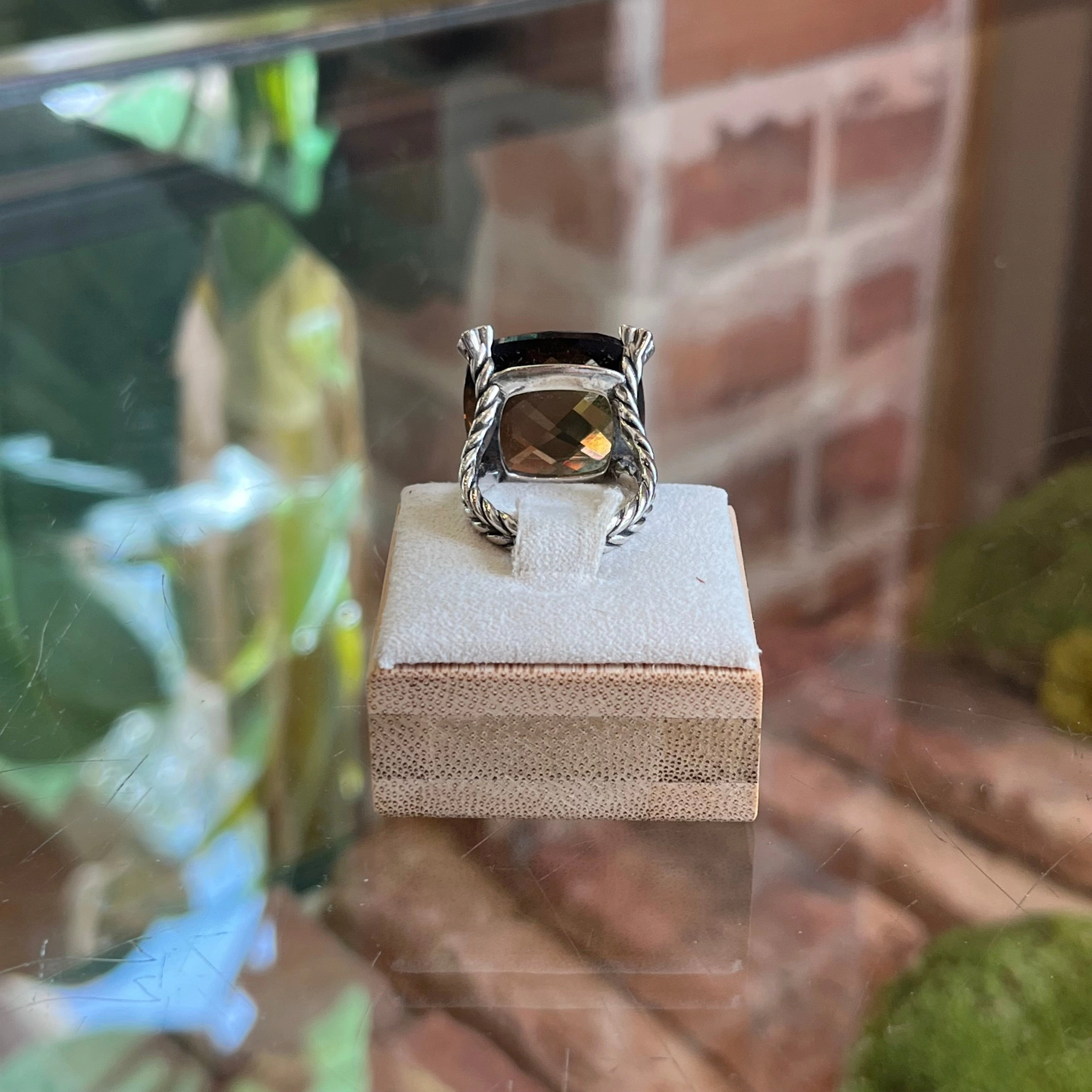 DAVID YURMAN Diamond & Smoky Topaz Chatelaine Cushion On Point Cocktail Ring