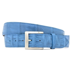 Denim Blue Caiman Tail Crocodile Golf Belt