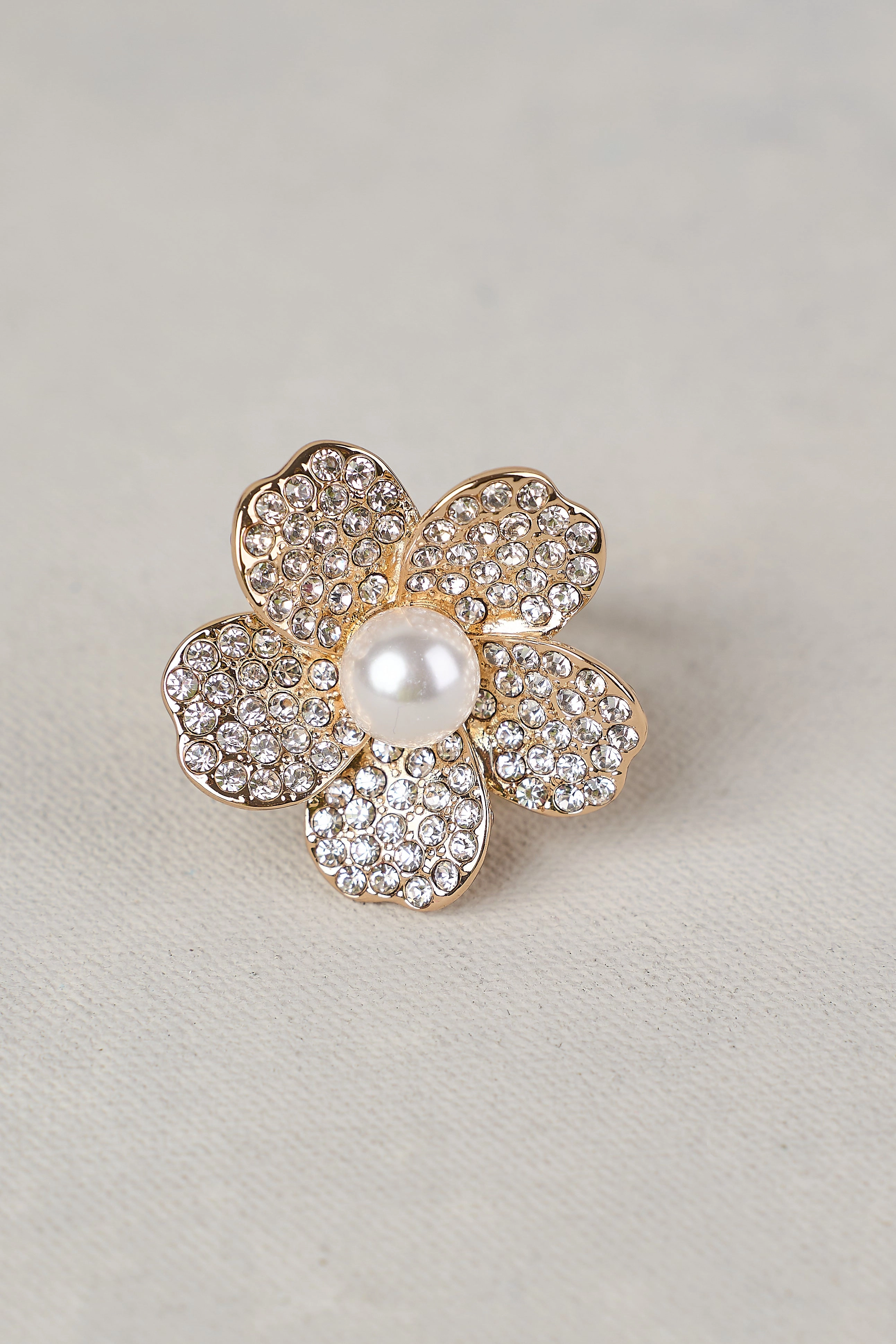Diamante Floral Scarf Ring - White