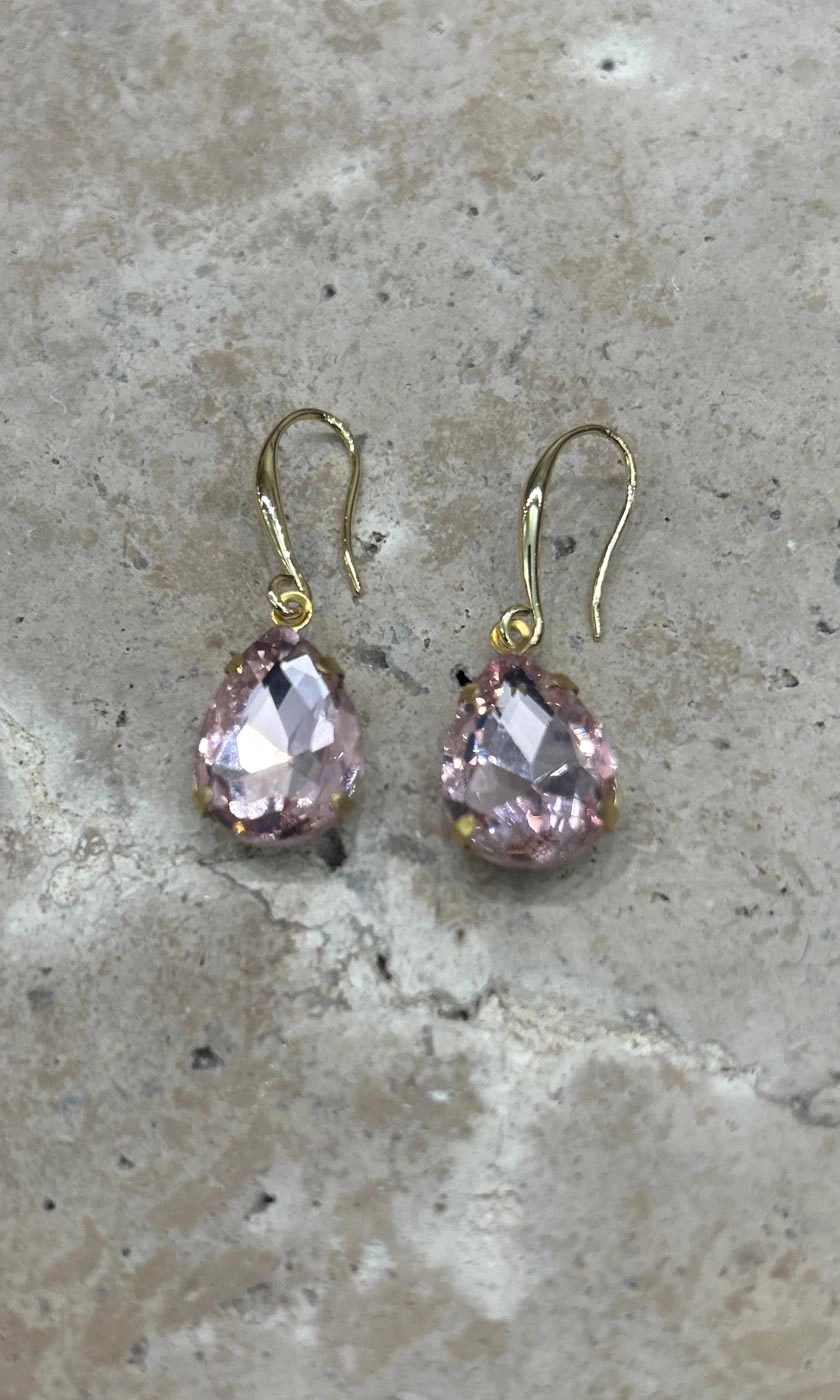 Fleur Pink Teardrop Hook Earrings