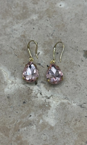 Fleur Pink Teardrop Hook Earrings