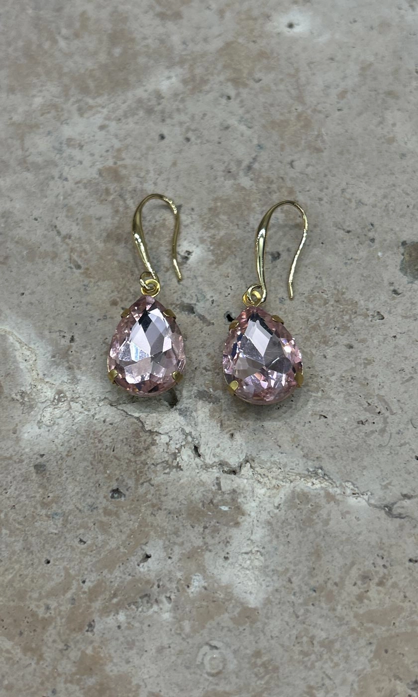 Fleur Pink Teardrop Hook Earrings