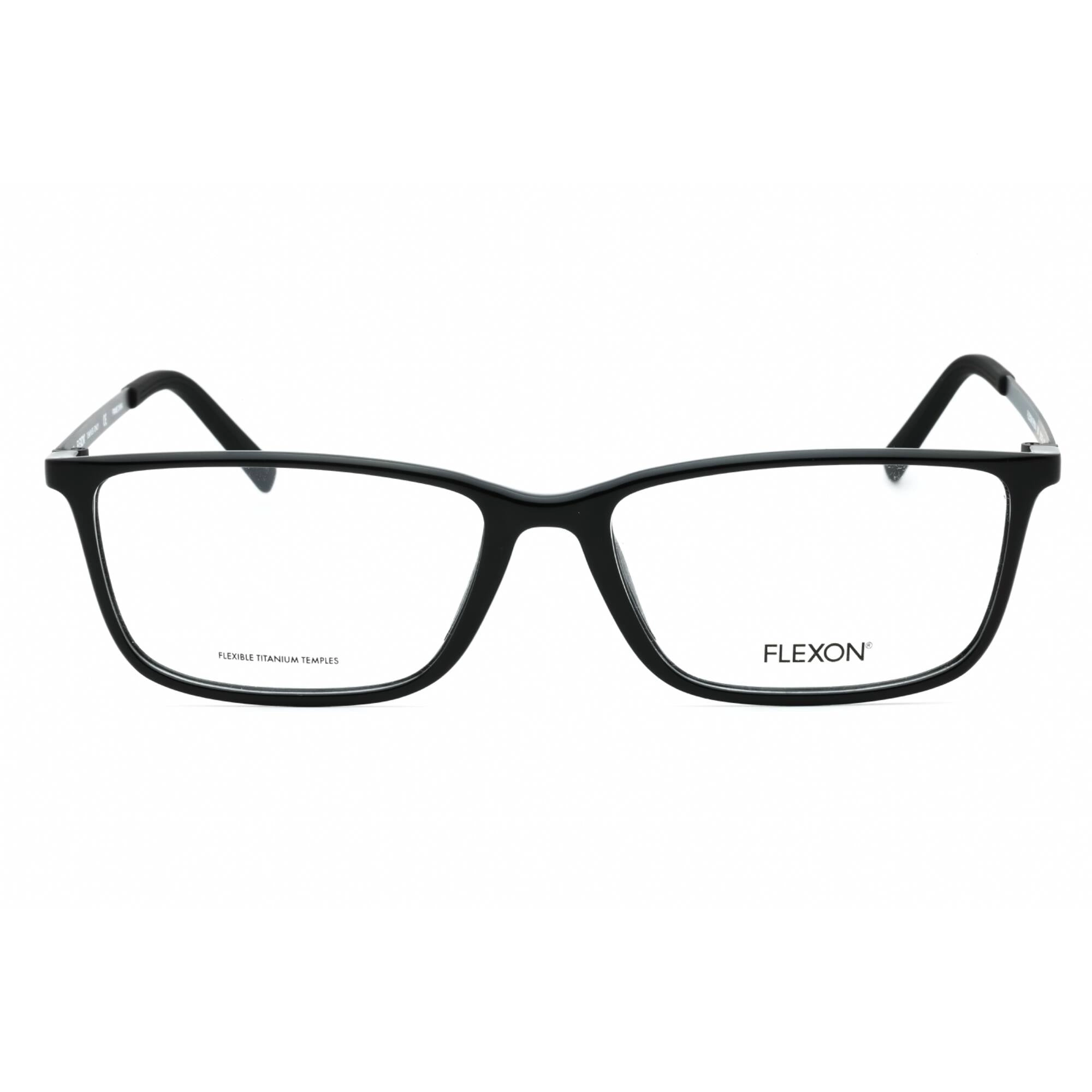 Flexon Men's Eyeglasses - Shiny Black Rectangular Full Rim Frame | FLEXON EP8014 001