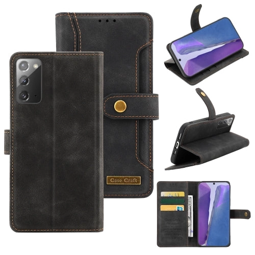 For Samsung Galaxy Note20 Copper Buckle Horizontal Flip Leather Phone Case with Holder  Card