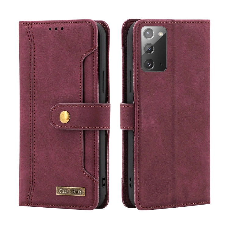 For Samsung Galaxy Note20 Copper Buckle Horizontal Flip Leather Phone Case with Holder  Card