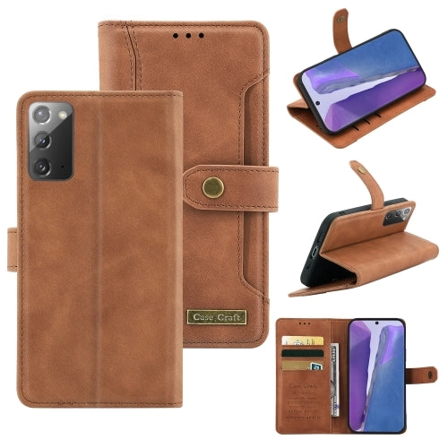 For Samsung Galaxy Note20 Copper Buckle Horizontal Flip Leather Phone Case with Holder  Card