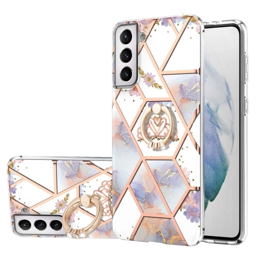 For Samsung Galaxy S21   5G Electroplating Splicing Marble Flower Pattern TPU Shockproof Case with