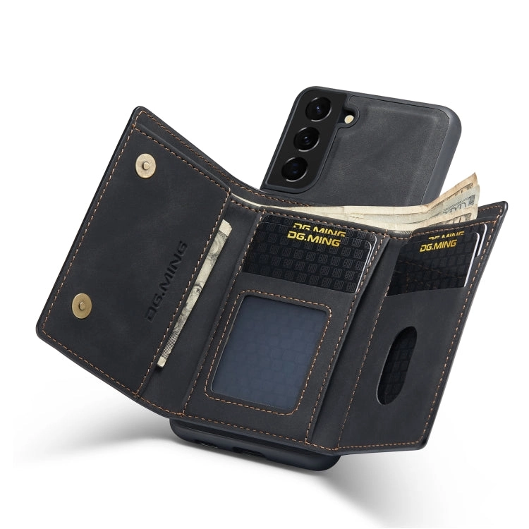 For Samsung Galaxy S21  DG.MING M1 Series 3-Fold Multi Card Wallet   Magnetic Back Cover Shockproof