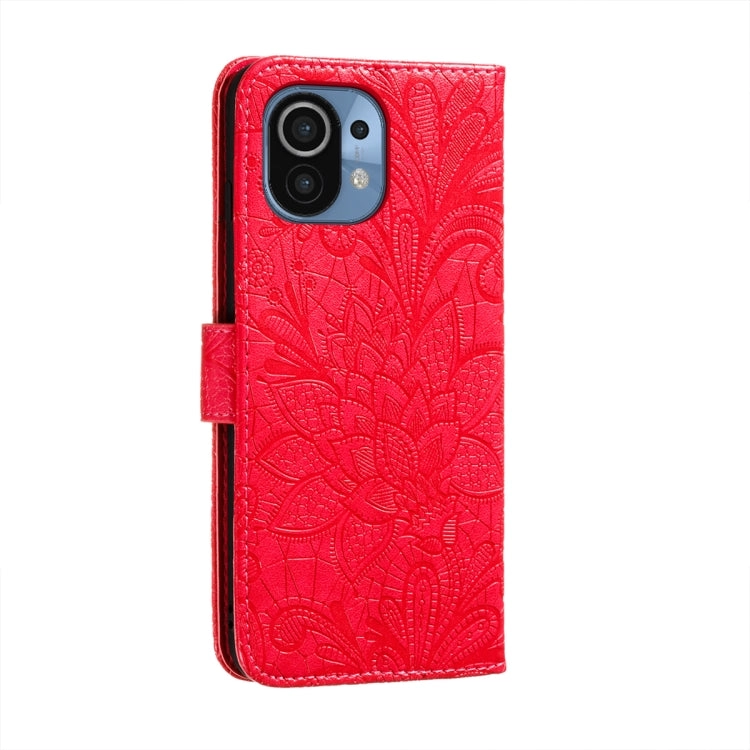 For Xiaomi Mi 11 Lace Flower Embossing Pattern Horizontal Flip Leather Case with Holder  Card