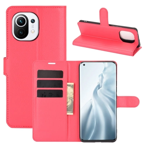 For Xiaomi Mi 11 Litchi Texture Horizontal Flip Protective Case with Holder  Card Slots