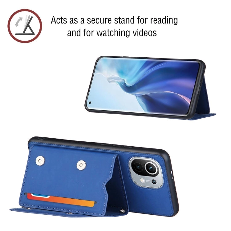 For Xiaomi Mi 11 Skin Feel PU   TPU   PC Back Cover Shockproof Case with Card Slots  Holder