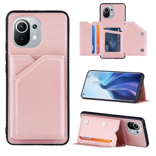 For Xiaomi Mi 11 Skin Feel PU   TPU   PC Back Cover Shockproof Case with Card Slots  Holder