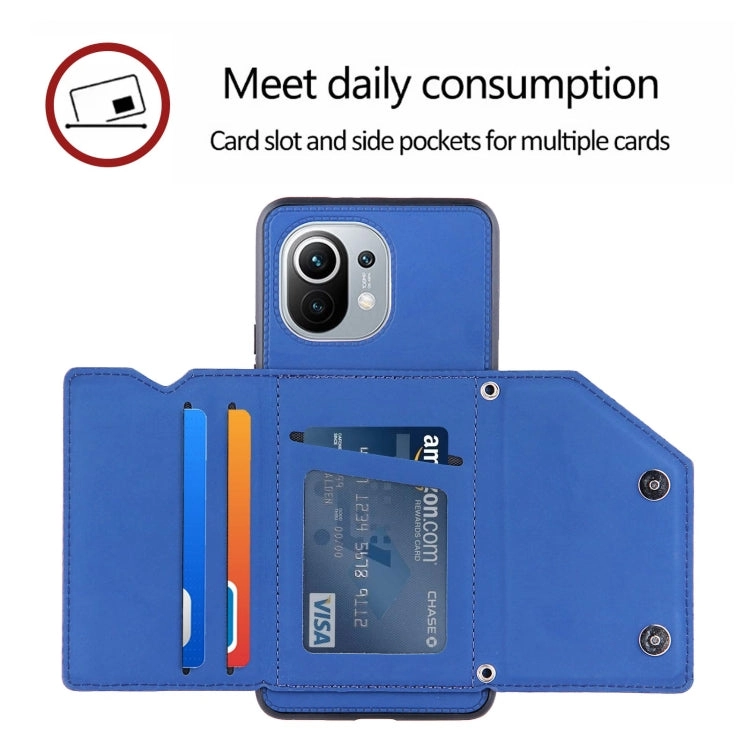 For Xiaomi Mi 11 Skin Feel PU   TPU   PC Back Cover Shockproof Case with Card Slots  Holder