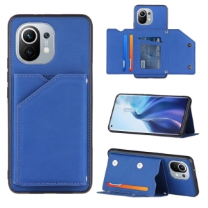 For Xiaomi Mi 11 Skin Feel PU   TPU   PC Back Cover Shockproof Case with Card Slots  Holder