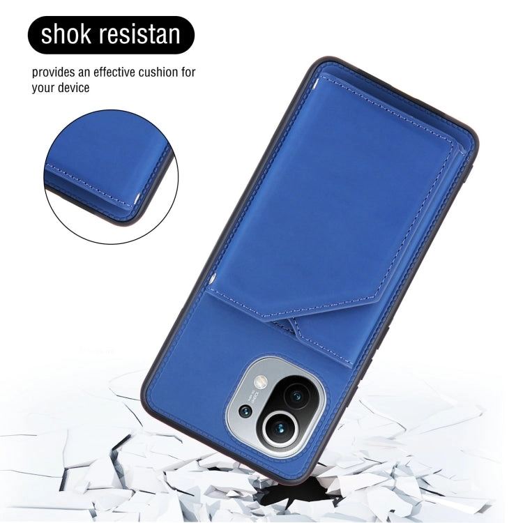 For Xiaomi Mi 11 Skin Feel PU   TPU   PC Back Cover Shockproof Case with Card Slots  Holder