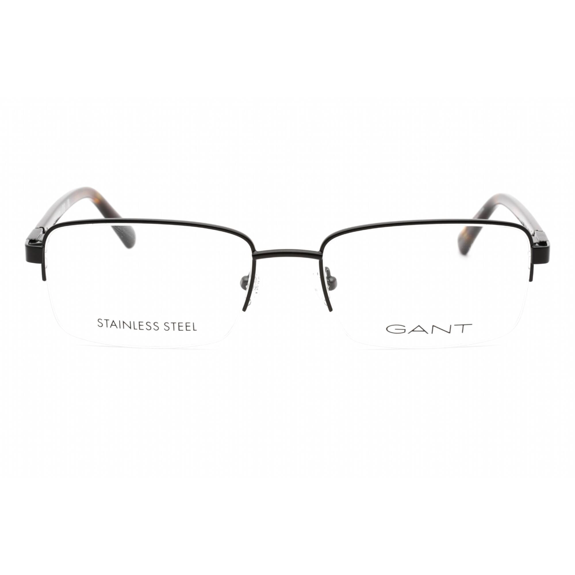Gant Men's Eyeglasses - Matte Black Metal Half Rim Rectangular Frame | GA3220 002