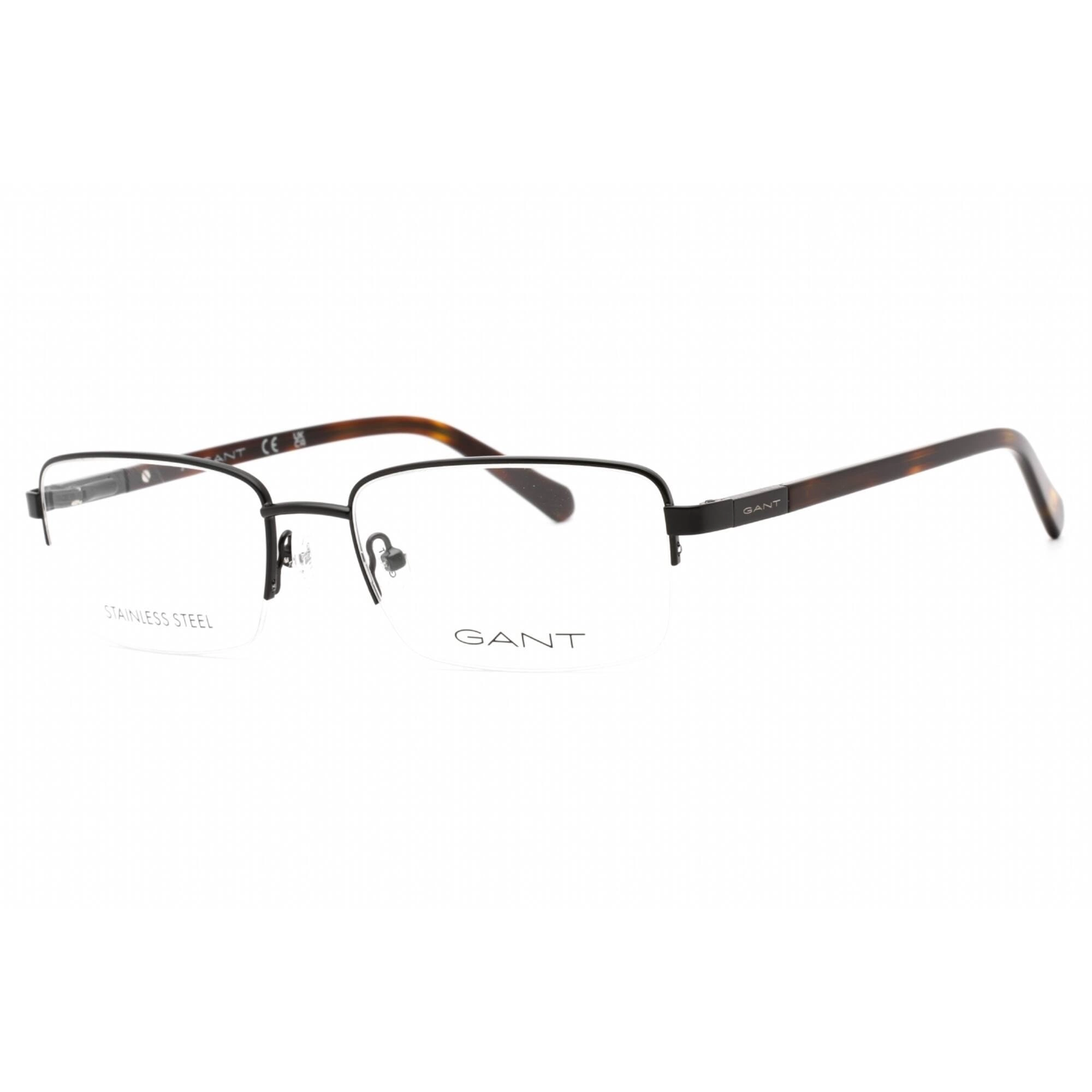 Gant Men's Eyeglasses - Matte Black Metal Half Rim Rectangular Frame | GA3220 002