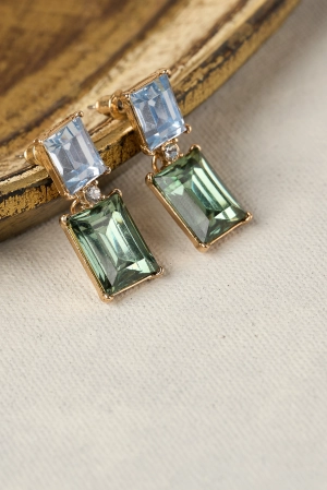 Gold Glass Stone Earrings
