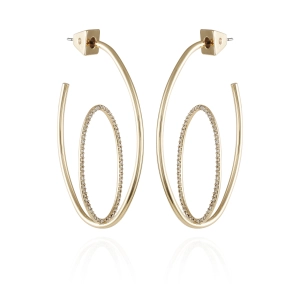 Goldtone Crystal Stone Orbital Hoop Earrings