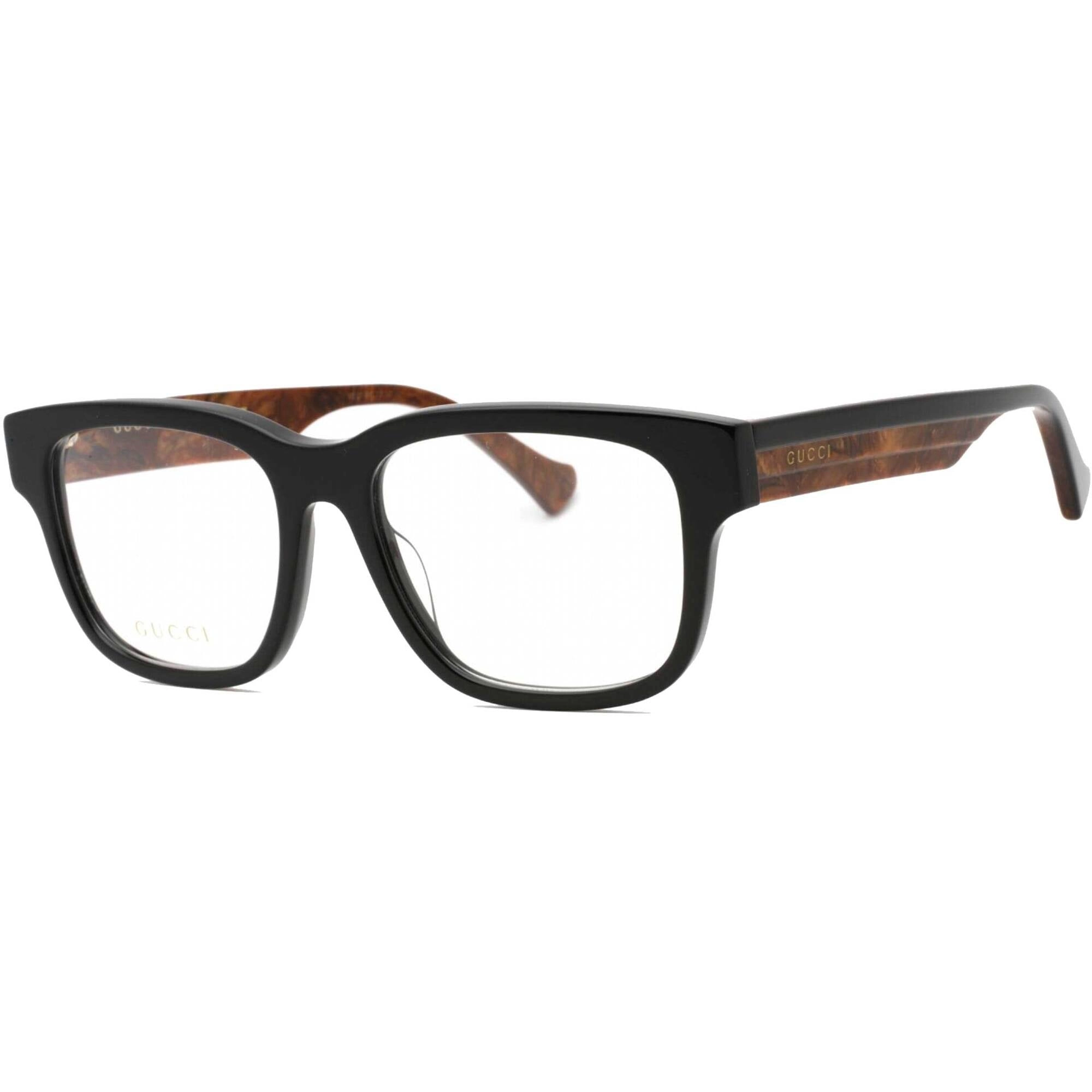 Gucci Men's Eyeglasses - Black/Brown Square Full Rim Plastic Frame | GG1303O 004