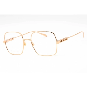 Gucci Women's Eyeglasses - Gold/Transparent Square Full Rim Metal Frame | GG1434O 002