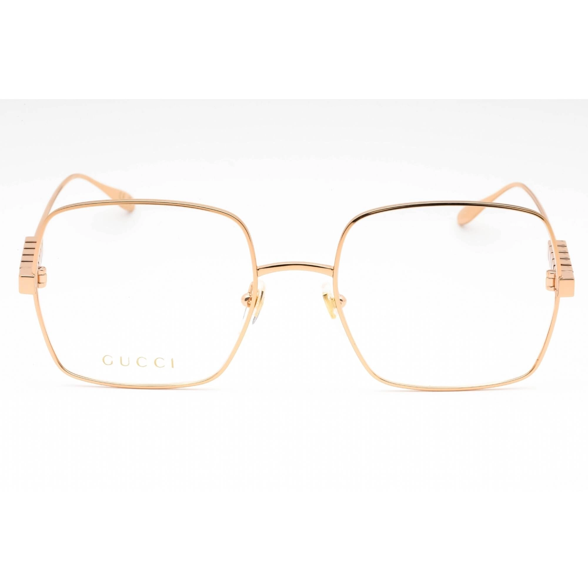 Gucci Women's Eyeglasses - Gold/Transparent Square Full Rim Metal Frame | GG1434O 002