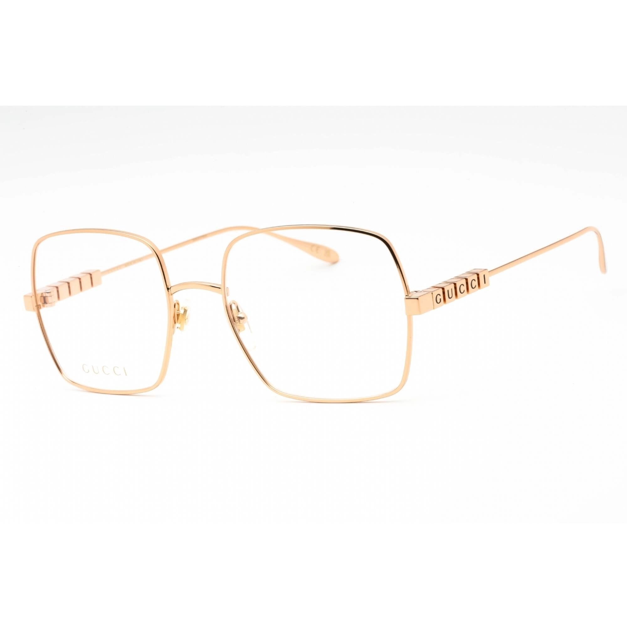Gucci Women's Eyeglasses - Gold/Transparent Square Full Rim Metal Frame | GG1434O 002