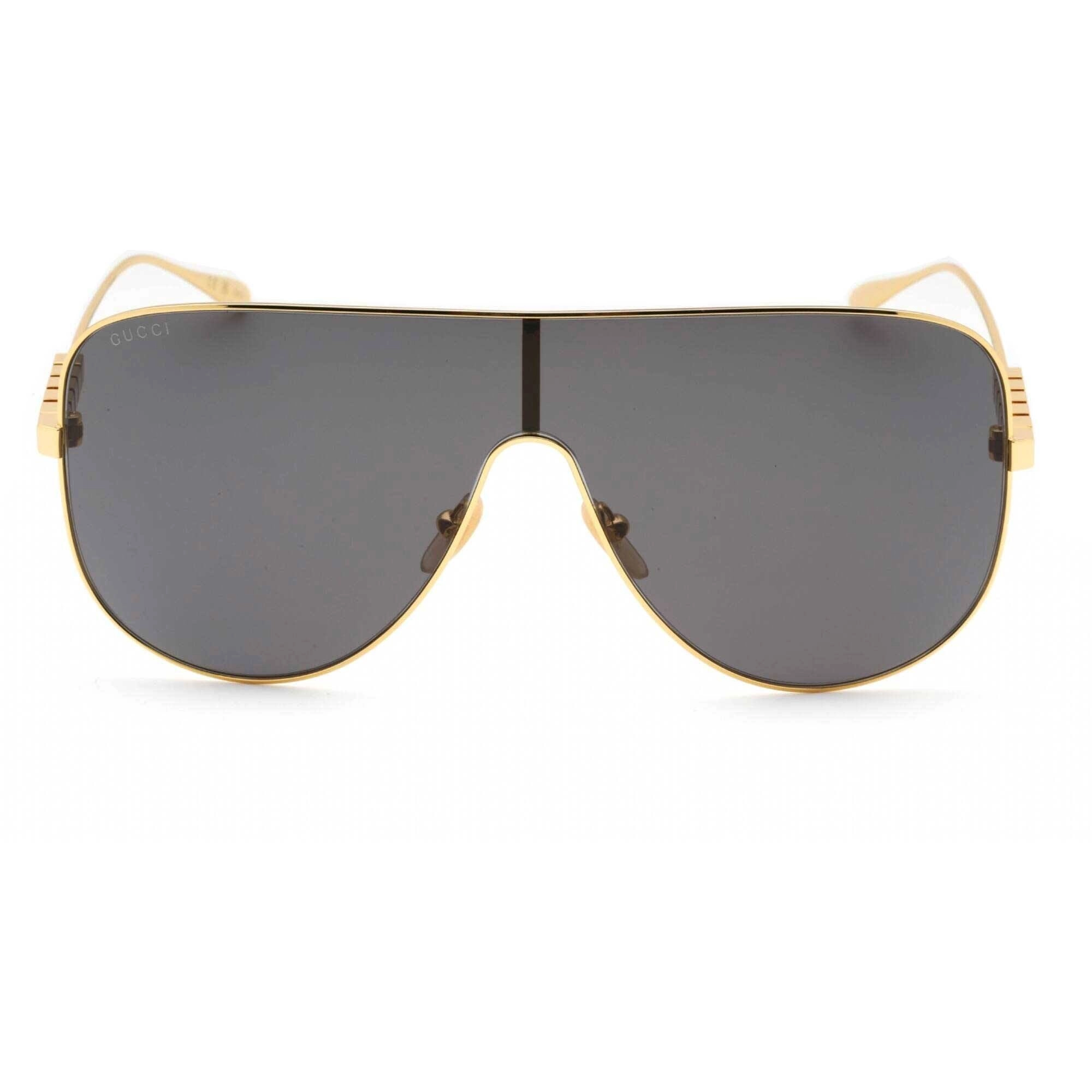 Gucci Women's Sunglasses - Gold Shield Full Rim Metal Frame Grey Lens | GG1436S 001